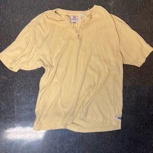 Levi’s 100% Cotton Yellow Muscle Shirt - Size XL- Made in Peru - Vertical Stripe